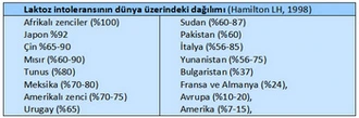 laktoz intoleransının dünyadaki dağılımı